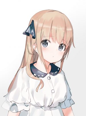 idemitsu,连衣裙,长发,视线正对,缎带,single,白背景