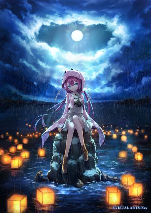 神山識,SummerPockets,kinoko5123,发饰,连帽衫,ランターン,长发,粉发,rain,rock,学校制服,水手服,短裙,天空,single