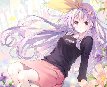 real_life,pink_neon_tokyo,三日月大波,木根c,长发,single,视线正对,前发,坐姿,紫色眼,紫发,少女,短裙,发饰