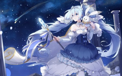 あさひクロイ,初音ミク,雪ミク,VOCALOID,连衣裙