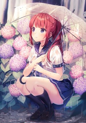 原创,rosuuri,长发,single,長身像,脸红,前发,胸部,碧眼,holding,马尾辫,全身,直刘海