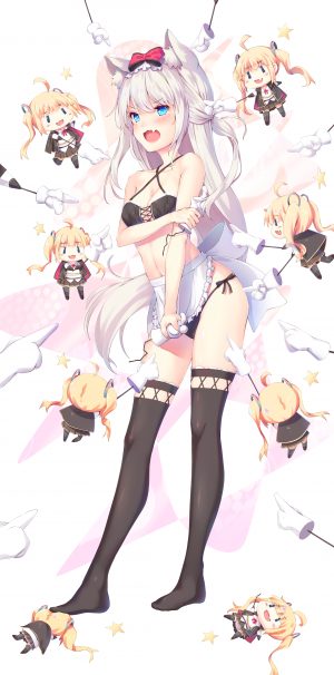 akyorapenyo,哈曼,碧蓝航线,兽耳,bra,チビ,cleavage,女仆,黑丝,露点