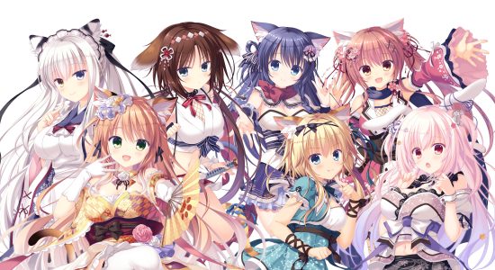 鷹乃ゆき,風魔たま,風魔ゆら,石川沙奈,猫山マヤ,猫飼律,猫塚シノ,雑賀陽葵,Whirlpool,猫忍之心,猫忍之心2,猫忍之心3,兽耳,兔耳,cleavage,和服,女仆,猫耳,剑,黑丝,和服女仆