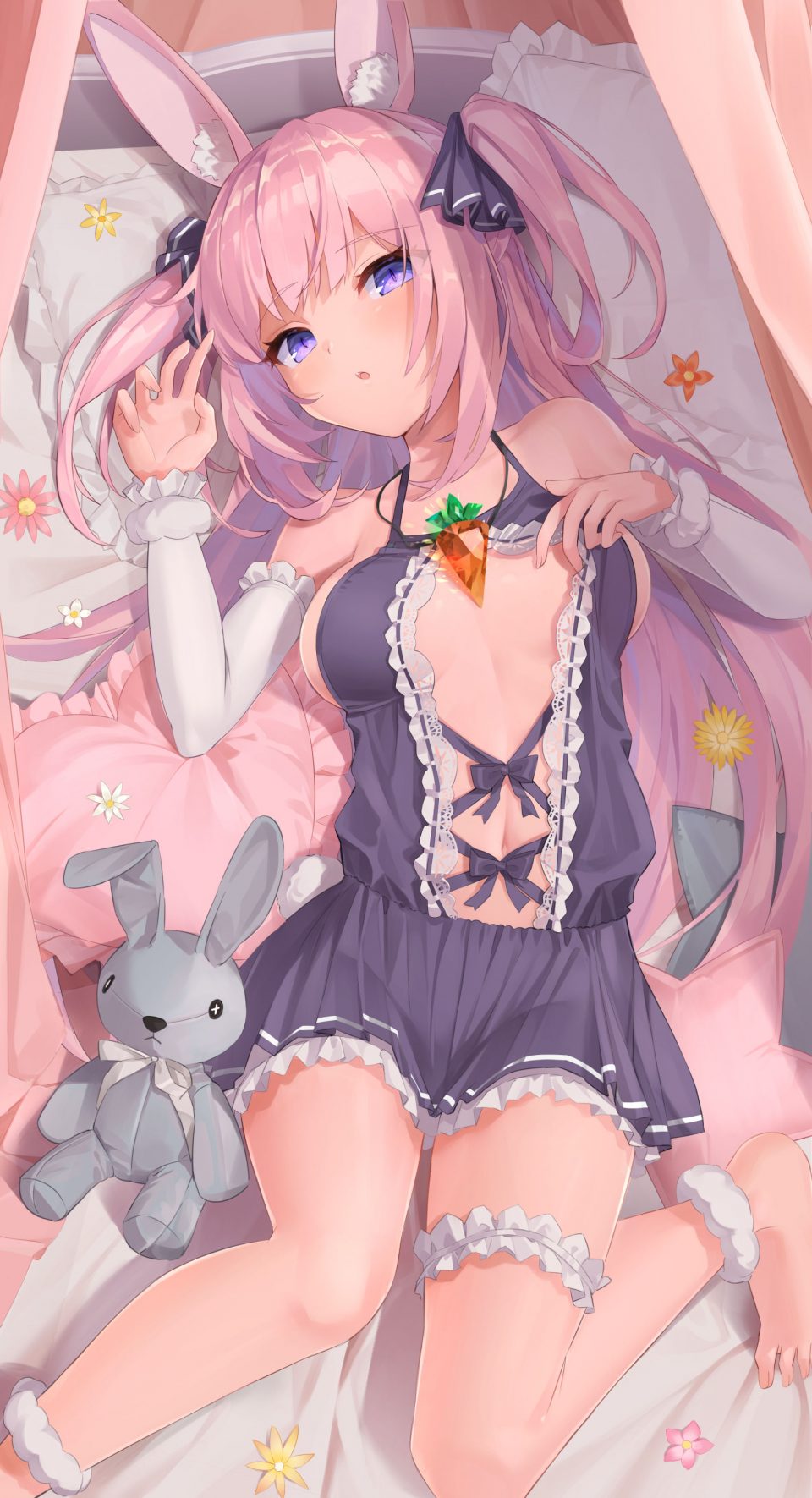 原创 兽耳 前发 露肩 裸足 胸部 兔耳 胡萝卜