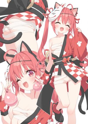 peko,葉月ワトラ,兽耳,绷带,和服,萝莉,猫耳,nopan,掀裙