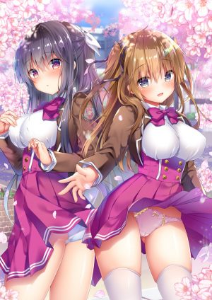 原创,kino,kinokonomi,金发,碧眼,脸红,胸部,樱花,长发,横乳,迷你短裙,胖次,花瓣,紫发,缎带,学校制服,短裙,笑顔,黑丝,下着,制服